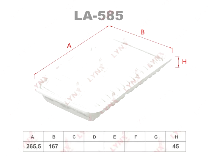 Воздушный фильтр LYNX LA-585 LYNXauto